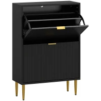 HOMCOM Elegant Two-Drawer Shoe Cabinet - Black(m-1)