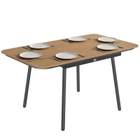 Outsunny Gartentisch 140 x 80 cm für 6 Personen rostbeständig Outdoor Esstisch mit WPC-Tischplatte Verstellbare Füße, Teak(m-12)