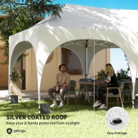 Outsunny 3 x 6m Pop Up Gazebo Shelter with Sides, 6 Sandbags, Peak Top Garden Party Tent Marquee with Carry Bag, Light Grey/White(m-6)