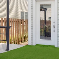 Outsunny 10-Piece Artificial Grass Set, Weatherproof Turf Tiles, 25mm Pile Height, Outdoor Carpet for Garden, Balcony & Patio, 30 x 30cm, Dark Green(m-10)