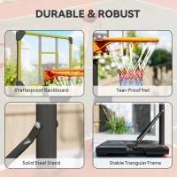 SPORTNOW Height Adjustable Basketball Hoop and Stand with Firm Backboard and Weighted Base, Portable Wheels, Yellow(m-7)