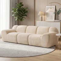 HOMCOM Sofá de 3 Plazas de Chenilla 233 cm Asiento Amplio y Profundo Reposabrazos Anchos Sin Montaje Beige(m-6)