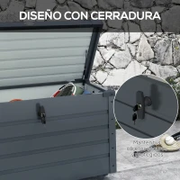 Outsunny Baúl de Almacenaje Exterior de Acero Galvanizado con 4 Ruedas 2 Asas y Tapa con Cerradura 100x62x65 cm Gris Oscuro(m-7)