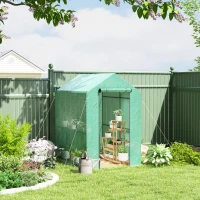 Outsunny Serre de jardin PE étagère 2 niveaux, serre de balcon, bâche renforcée 140 g/m², châssis en acier, 186x120x190cm, vert(m-10)