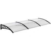 Outsunny Tettoia Moderna in Policarbonato, Alluminio e PP per Balconi, Finestre e Porte, 303x96x27 cm, Nera e Trasparente(m-1)