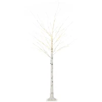 HOMCOM Kunstbaum, Kunstbirke, mit LED-Beleuchtung, warmweiß, realistische, weiße Rinde, 22 x 22 x 180cm(m-1)