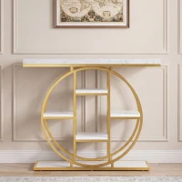 HOMCOM Mesa Consola de Entrada Móvel de Entrada Industrial 6 Prateleiras Armazenamento Tampo 4cm 100 x 30 x 81,5cm Branco(m-2)