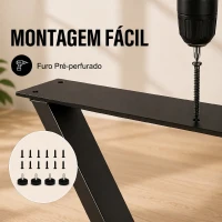 HOMCOM Conjunto de 2 Pernas de Mesa em Aço em Forma de X para Móveis Industriais com Apoios Ajustáveis e Parafusos Preto(m-6)
