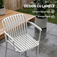 Outsunny Set de 4 Scaune de Grădină Stackabile, Design Lamelar și Cotiere.(m-8)