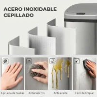 HOMCOM Cubo de Basura Cocina Automático 48 L Sensor Infrarrojo Cierre Automático Antihuellas Acero Inoxidable Plata(m-5)