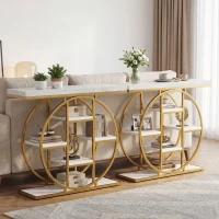 HOMCOM Masă consolă pentru hol Mobilier de intrare industrial 6 rafturi depozitare blat 4cm 100 x 30 x 81,5cm Alb(m-4)