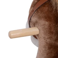 HOMCOM Kids Children Plush Rocking Horse Wooden Base Ride On Toy Rocker with Handle Grip Traditional Toy Fun Gift for Age 3+ (Brown & White)(m-8)