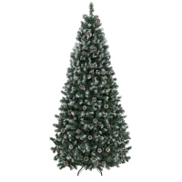 HOMCOM Árbol de Navidad 210cm con 998 Ramas Nevadas y Piñas Apertura Automática y Base Plegable, Verde(m-7)