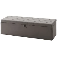 HOMCOM Pouf pentru ședere, suport pentru picioare, scaun, bancă mică, dulap pentru depozitare, gri(m-12)