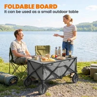 Outsunny Garden Trolley, Cargo Traile on Wheels, Folding Collapsible Camping Trolley, Outdoor Utility Wagon, Dark Grey(m-7)
