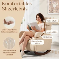 HOMCOM Schaukelstuhl, gepolsterter Schaukelsessel mit Cordstoff, Seitentaschen für Wohnzimmer, Schlafzimmer, Beige(m-5)
