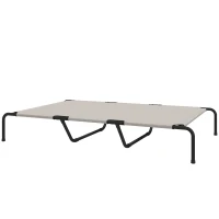 PawHut Lettino per Cani Grandi Rialzato da Esterno in Acciaio e Rete Traspirante, 152x94x23 cm, Beige(m-10)
