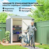 Outsunny Metall Gerätehaus 3,5 m², Hoher Abschließbar Geräteschuppen mit Sattedach Lüftungen Handschuhen, 209 x 177 x 236 cm(m-5)