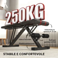 SPORTNOW Panca Palestra Pieghevole, Panca Addominali Multifunzione Inclinabile con Schienale Regolabile a 6 Livelli Nero(m-6)