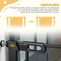 PawHut Poartă Extensibilă pentru Câini cu Presiune, Închidere Automată, Oțel și ABS, 75-82x76 cm, Neagră(m-8)