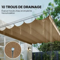 Outsunny Toile de Toit pour Pergola Tonnelle Rétractable de 3 x 3 m - Toile Uniquement 250 x 255 cm, Ecru(m-6)