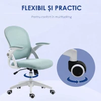 Vinsetto Scaun de Birou Ergonomic cu Spătar din Plasă și Înălțime Reglabilă, 65.5x61.5x88-97.5 cm, Albastru(m-7)