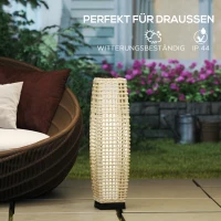 Outsunny Solar Stehlampe Rattan Solarlampen mit Lichtsensor Automatische LED Solarleuchte im Boho-Stil IP44 Wasserdicht(m-7)