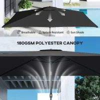 Outsunny Garden Parasol, Parasol Umbrella with Crank Handle, Tilt Function, Polyester Canopy, Black(m-5)