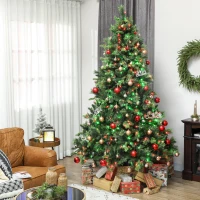 HOMCOM 7.5ft Artificial Pine LED Christmas Tree, with Remote(m-10)