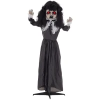 HOMCOM Horrorpuppe, Helloweendeko, gruselige Stimme & Musik, rote Augen, beweglich, 160 cm(m-12)