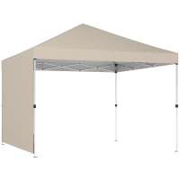 Pavilion pliabil Outsunny Pop-Up 3x3 m cu perete lateral, din metal și țesătură Oxford, bej