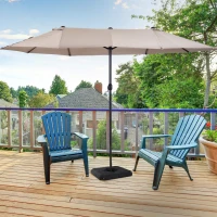 Outsunny Base de Parasol Pied de Parasol 4 Plaques Durable Acier HDPE - A remplir d'eau jusqu'à 60 kg ou de sable jusqu'à 72 kg - dim. 80 x 80 x 56 cm Noir(m-10)