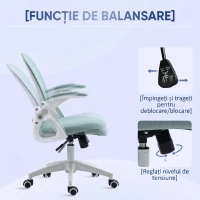 Vinsetto Scaun de Birou Ergonomic cu Spătar din Plasă și Înălțime Reglabilă, 65.5x61.5x88-97.5 cm, Albastru(m-5)