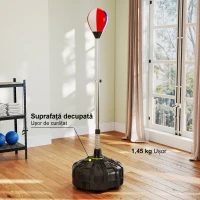 SPORTNOW Punching Ball de Podea cu Bază Umplubilă și Ventuze, Înălțime Reglabilă de la 147-165 cm, Negru(m-8)
