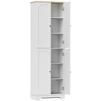 HOMCOM Alacena de Cocina Mueble Auxiliar de Cocina con 4 Puertas y Estantes Ajustables para Comedor Salón 60x30x183 cm Blanco(m-1)
