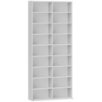HOMCOM DVD-Regal, CD-Aufbewahrungsregal, 14 anpassbare Regale, 18 Fächer, 175 cm, Blu-ray-Regal, Spanplatte, Weiß(m-1)