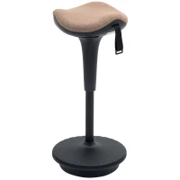 HOMCOM Tabouret dynamique, tabouret assis-debout ergonomique, hauteur réglable, rotatif à 360°, 34 x 34 x 68,5-83,5 cm, marron(m-18)