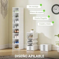 HOMCOM 8 Cajas para Zapatos Apilables y Plegable con Puertas Transparentes hasta Talla 43 No Requiere Montaje Blanco(m-4)