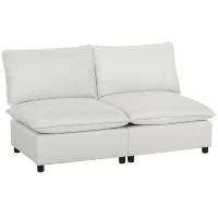 HOMCOM 2-Sitzer-Sofa, 146 cm Kunstleder-Modularsofa mit breiter und tiefer Sitzfläche, dicken Kissen, einfache Montage, Grau(m-12)