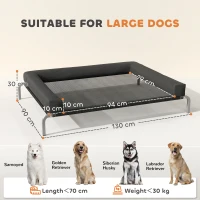 PawHut Elevated Dog Bed with Removable Bolsters, Raised Dog Bed for Large Breeds, Portable Indoor & Outdoor Pet Cots, Black(m-3)
