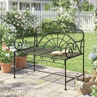 Outsunny Panchina da Giardino Biposto Stile Classico in Ferro 113 x 56.5 x 90.5cm, Nero(m-2)