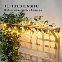 Outsunny Fioriera Rialzata in Legno con Traliccio, Tetto e 2 Mensole, 76x43.5x177 cm, Legno Naturale(m-5)