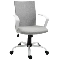 Vinsetto Sedia da Ufficio Ergonomica a Dondolo, Sedia da Studio Girevole, Poltrona Scrivania con Altezza Regolabile in Tessuto, 61x61x89-99 cm, Grigio Chiaro(m-1)