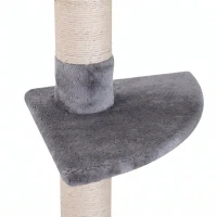 PawHut Copac pentru zgâriat cu 4 niveluri, înălțime reglabilă, din PAL, pluș și sisal, 40x34x230-260 cm, gri(m-9)