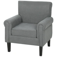 HOMCOM Butaca de Salón Tapizada en Tela Sillón Relax con Reposabrazos Asiento Extraíble para Dormitorio 79x72,5x88 cm Gris(m-11)