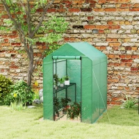 Outsunny Serre de jardin PE étagère 2 niveaux, serre de balcon, bâche renforcée 140 g/m², châssis en acier, 186x120x190cm, vert(m-9)