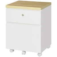 Vinsetto 2-Drawer Filing Cabinet with Lock, Mobile File Cabinet with Hanging Bars for Legal Size and Wheels, Home Office Study, White(m-10)