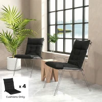 Outsunny Patio Chair Cushions Set of 4, Waterproof Non-Slip Lounge Chair Cushions, 112x53cm, Black(m-10)