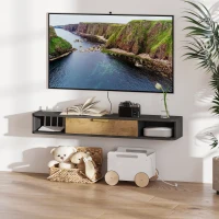 HOMCOM 120 cm Floating TV Stand with Storage - Charcoal Grey(m-9)