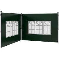 Outsunny Paredes Laterales para Carpa 3x3 m y 3x6 m Juego de 2 Paredes para Cenador con Ventanas 293x193 cm Verde Oscuro(m-11)